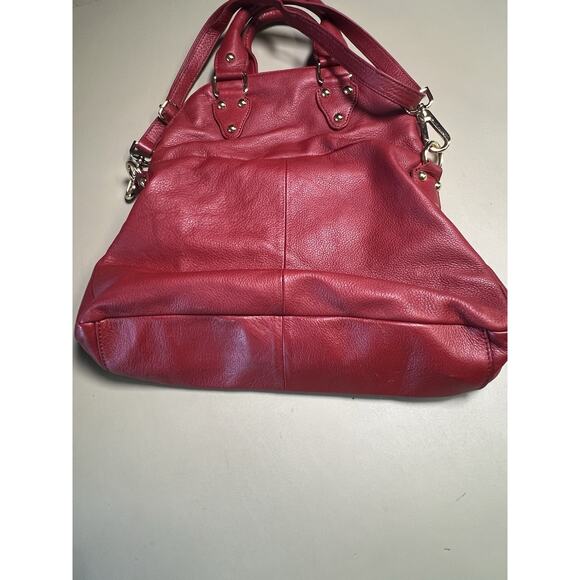 Emma Fox Classic Large Foldover Leather Bag Bordeaux ML8614 —READ— - Picture 6 of 16